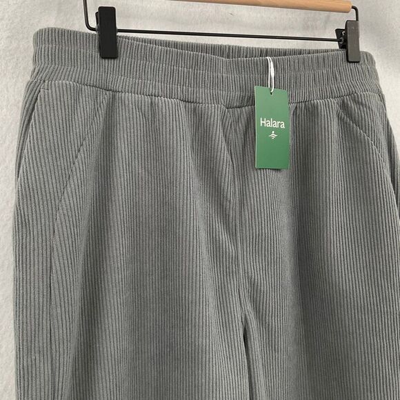 NWT Halara Gray High Waisted Side Pocket Straight Mop Corduroy Casual Pants XLP - Picture 7 of 11